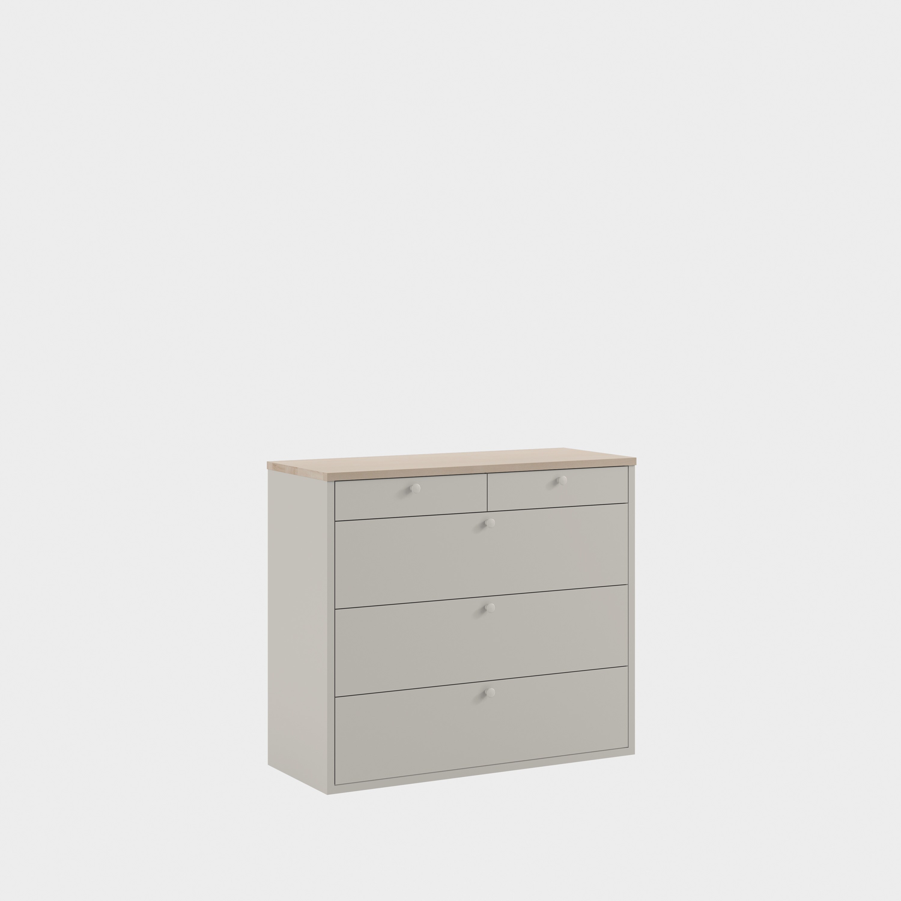 miniMassiv byrå med 5 lådor H3+/M2