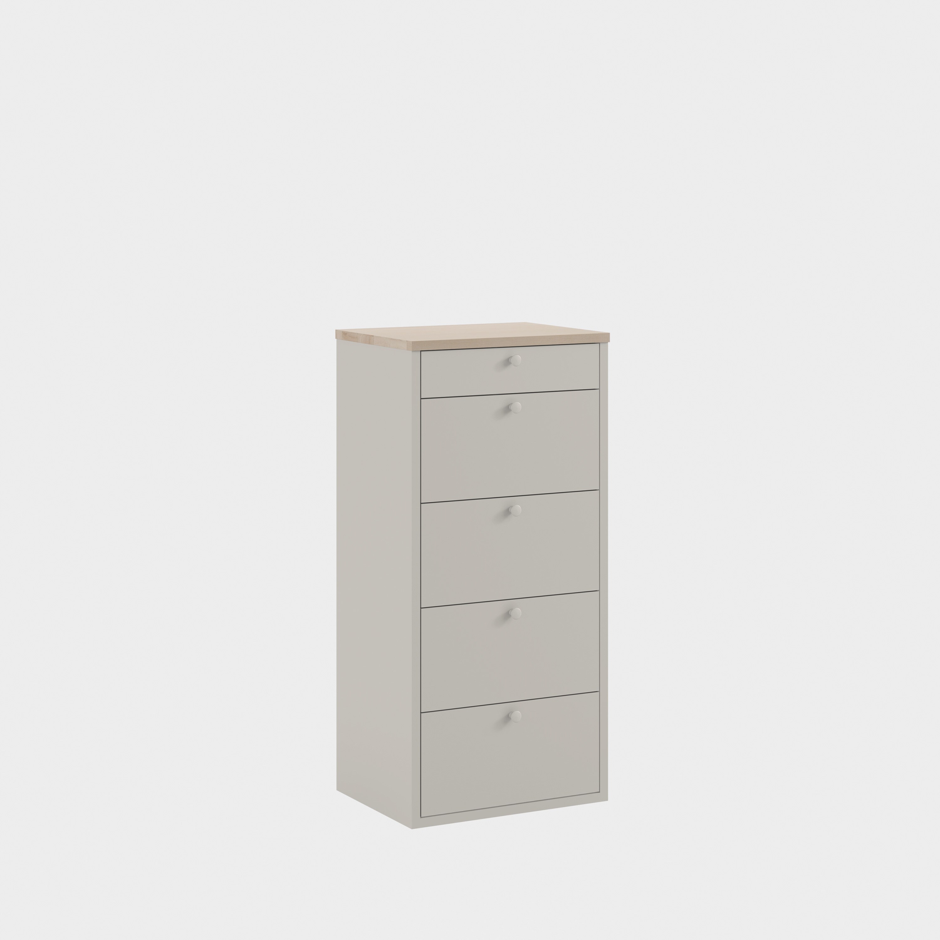miniMassiv byrå med 5 lådor H4+/M1