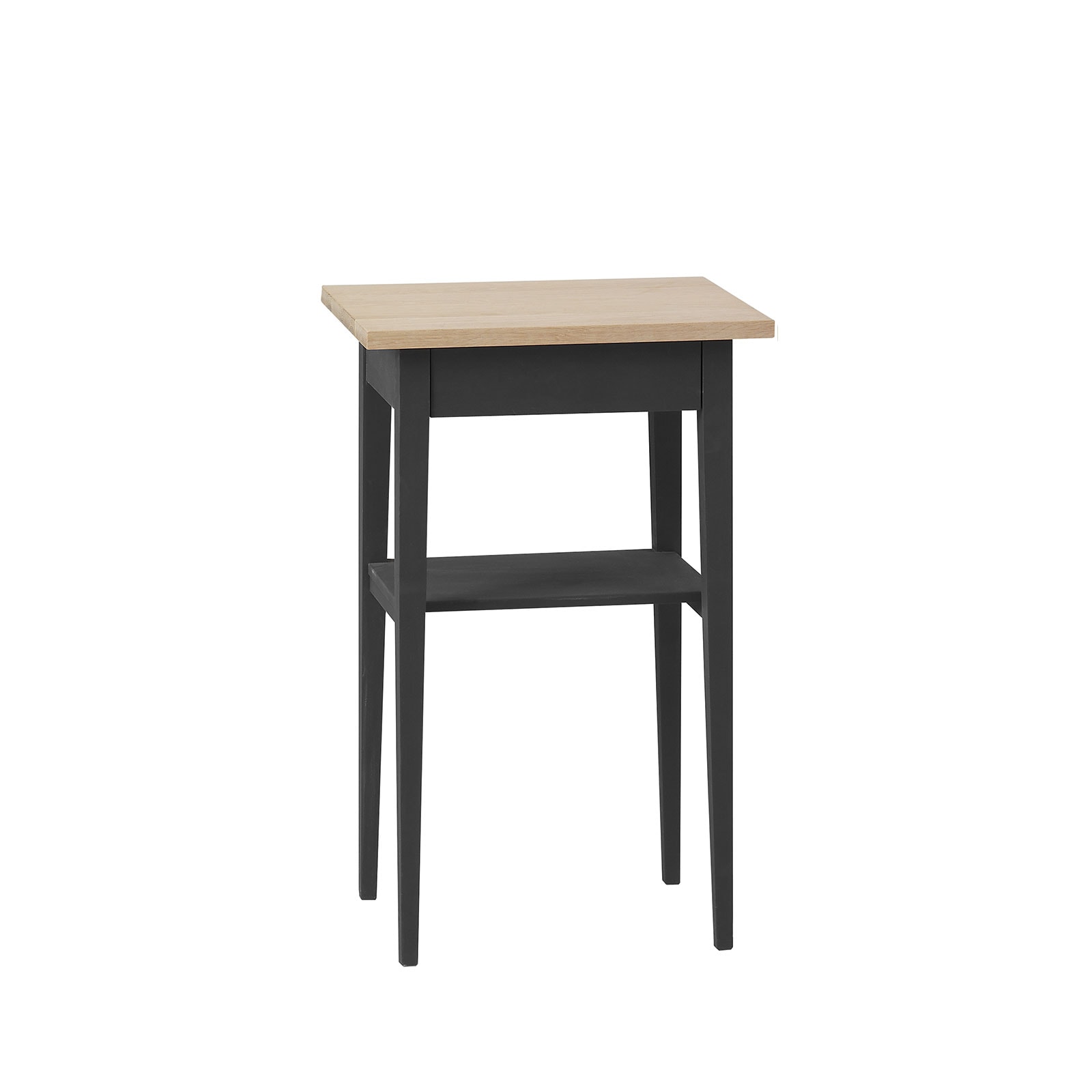 Litet bord med låda Stor skiva ek vitolja/såpa Temperakulör grafit94 Norrgavel