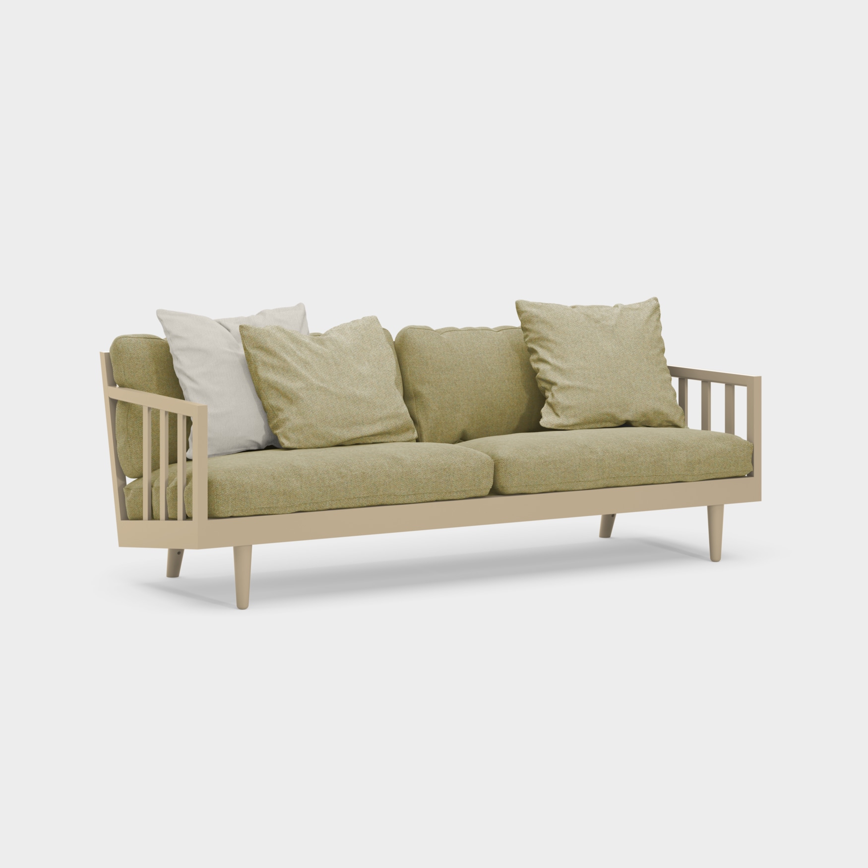 Träsoffa Rak Tempera beige/ull tyrol grönska